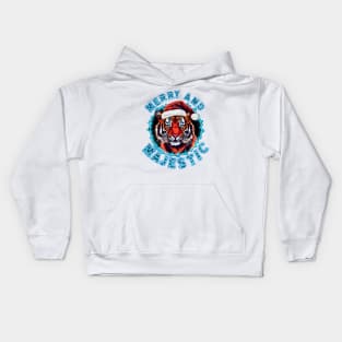 Merry and Majestic Christmas Tiger Kids Hoodie